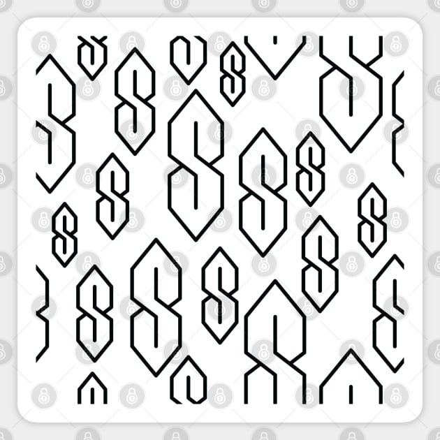 Cool S Symbol Pattern (Black) Sticker by inotyler